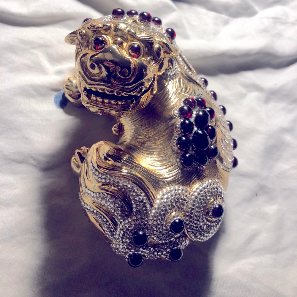 Judith Leiber Vintage Foo Dog Clutch w/ Garnet